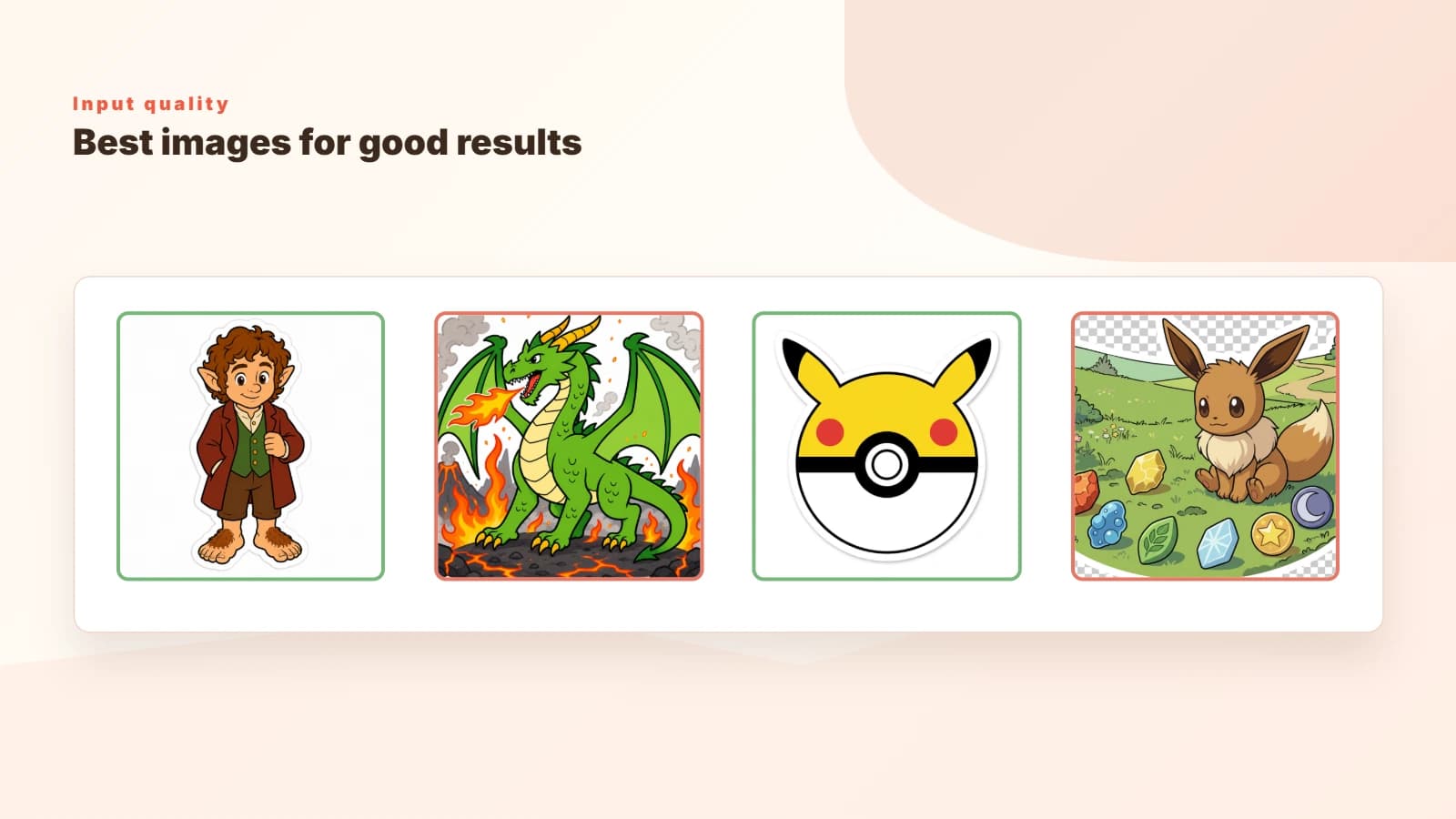 Good and poor image examples for cookie cutter generation