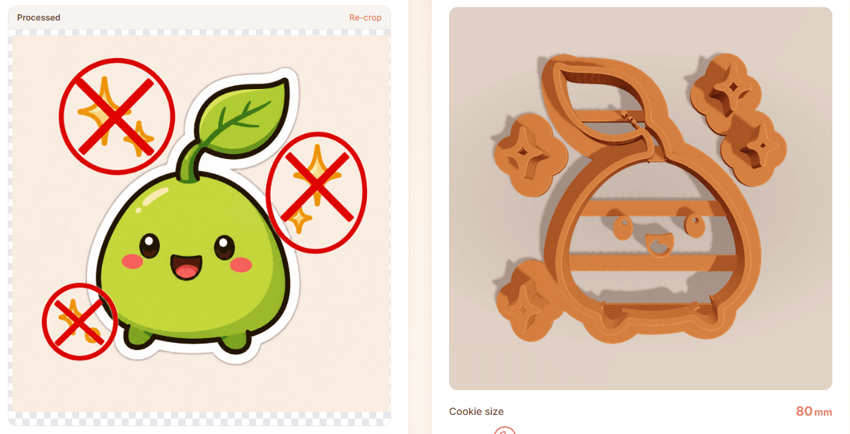Artwork details removed before generating a cleaner cookie cutter preview
